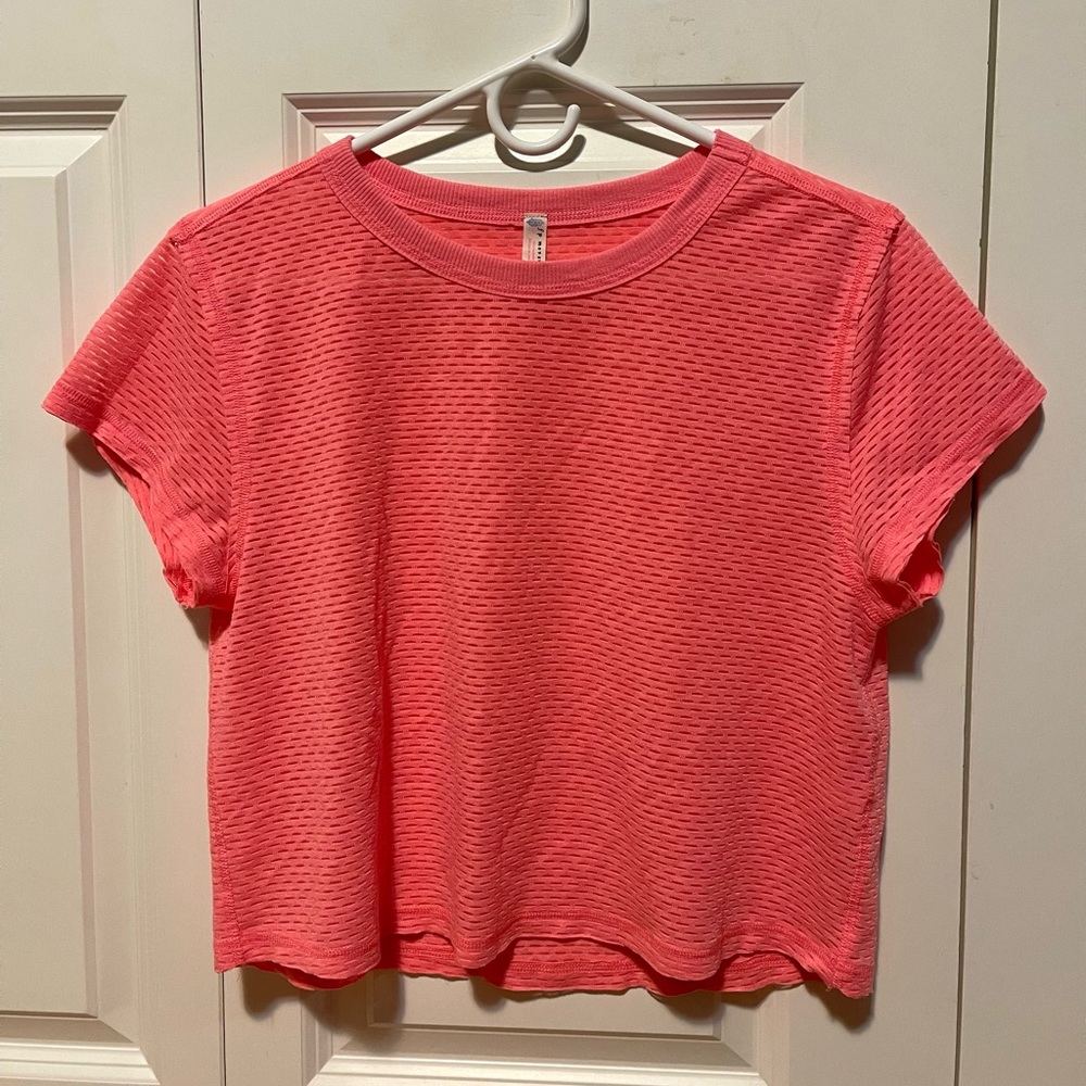 FP Movement mesh pink cropped tshirt